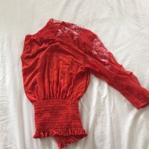 Red Free People Blouse